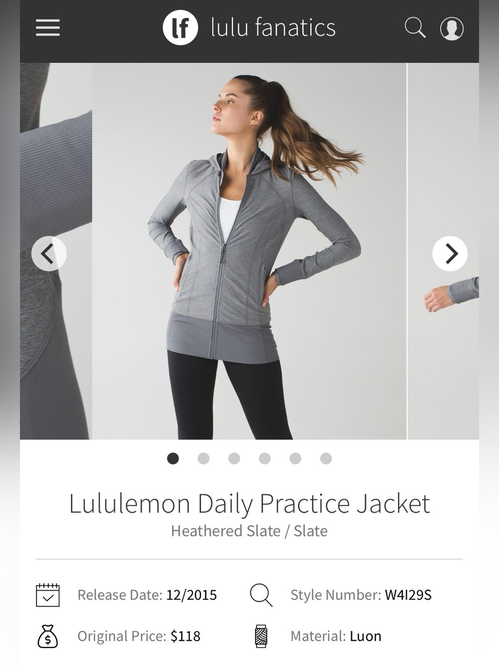 lululemon Daily Practice Hooded Zip Jacket - Heathered Slate